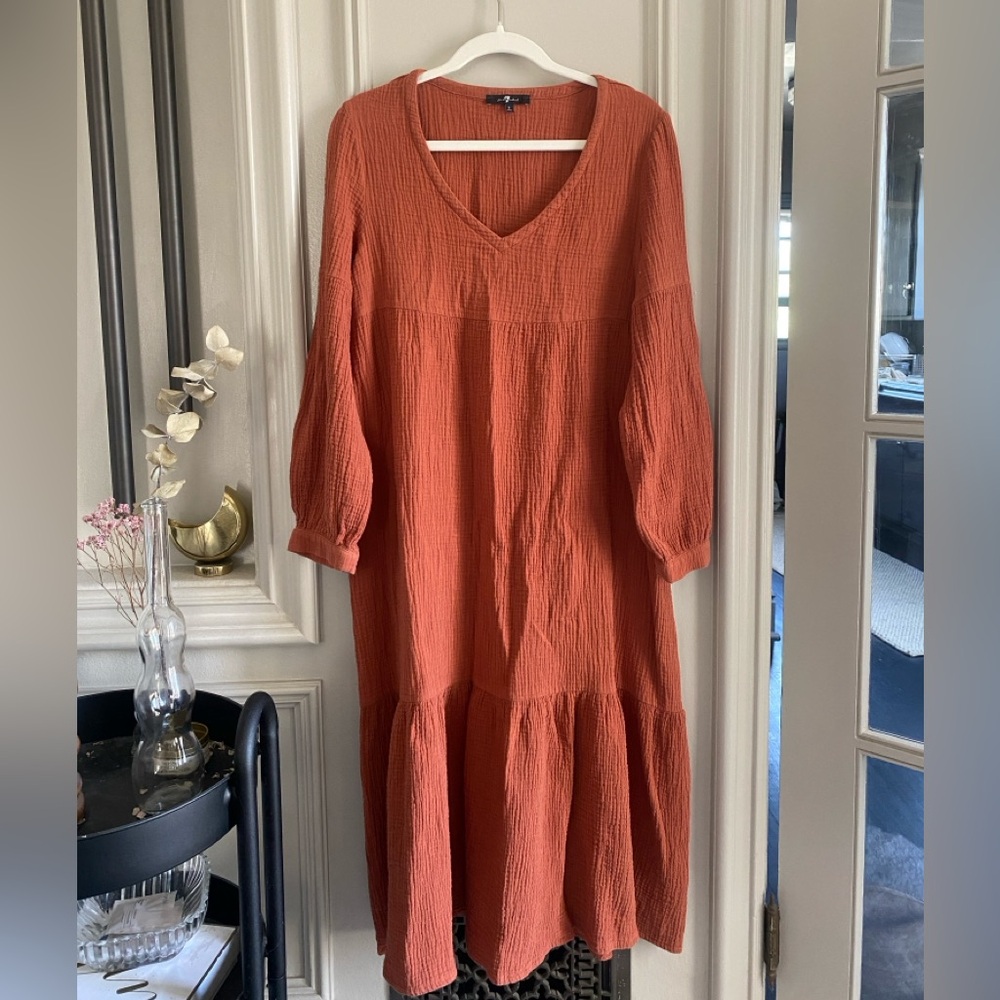 Flowy red long sleeved maxi dress